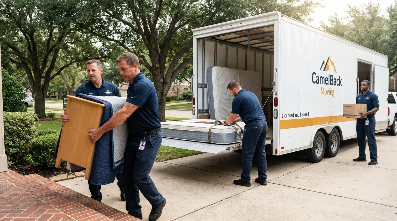 Crew loading residential truck for cross-state move from Carter Lake, IA