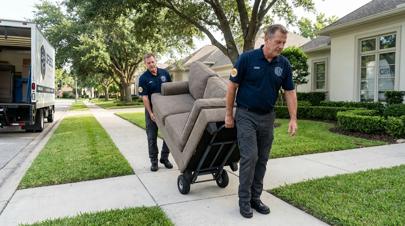 Local residential moving crew loading furniture in Carter Lake, IA